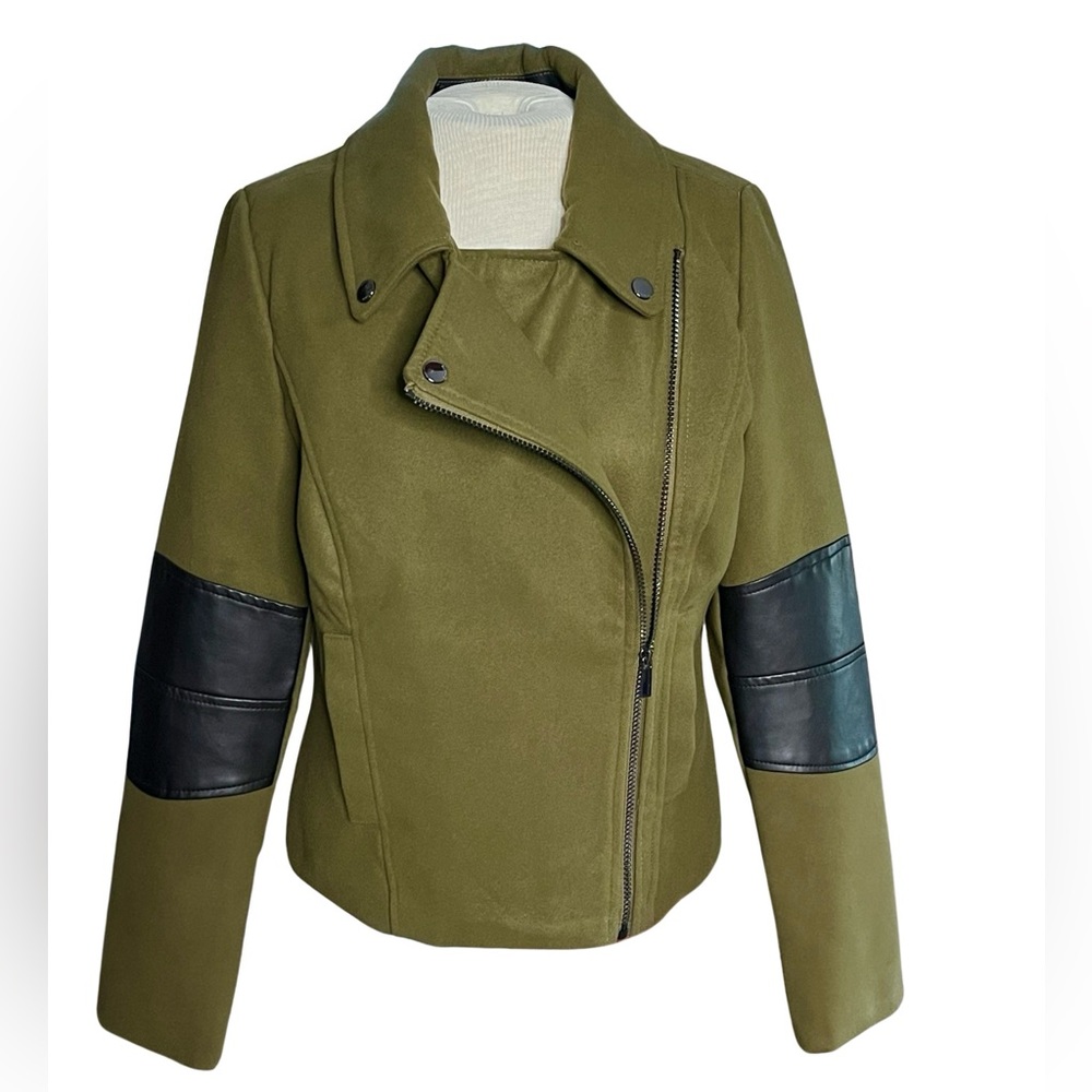 Rampage Asymmetrical Moto Jacket Size M Olive Green New with Tags